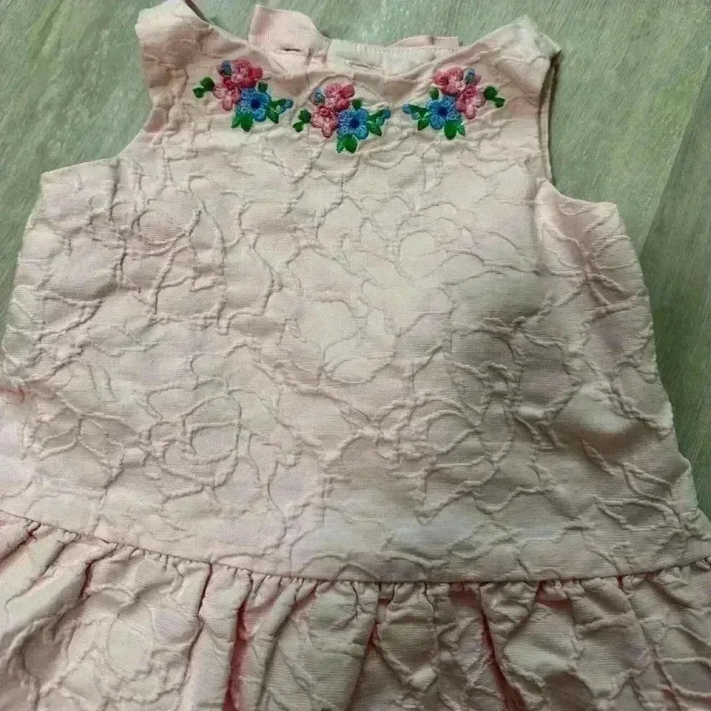 Janie and Jack Baby Girl Pink Lace Embroidered Dress 6-12 Months